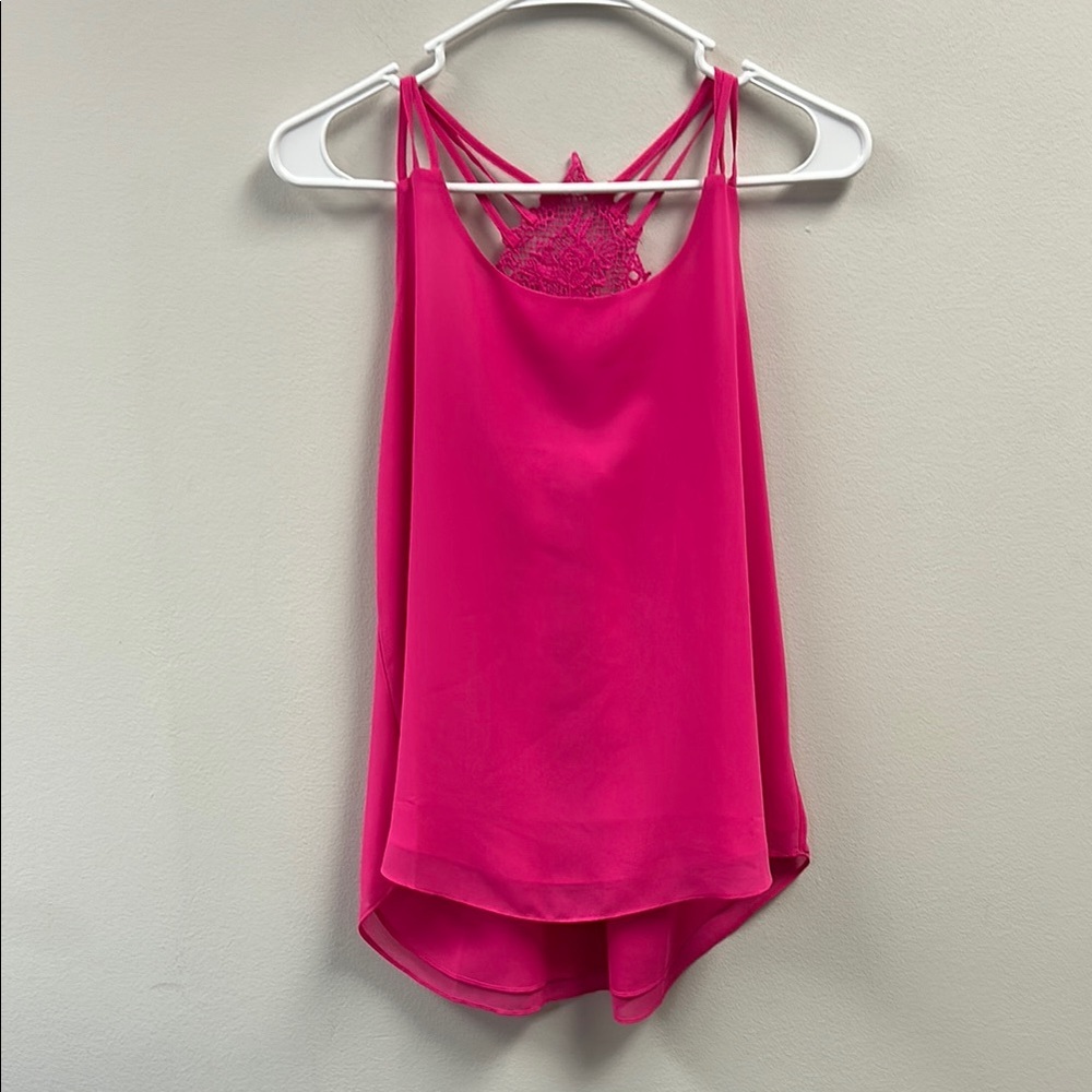 Hot Pink Lace-Back Tank Top